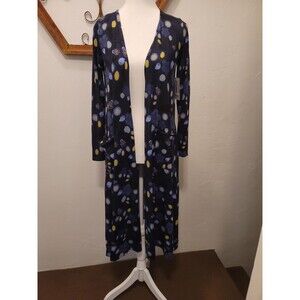 LULAROE SARAH LONG CARDIGAN DUSTER NAVY BLUE FALL FLORAL POCKET LONG SLEEVE  XS